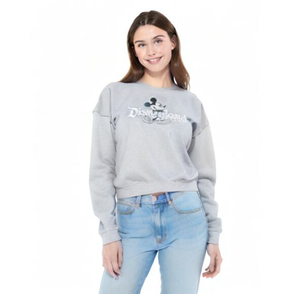 Vintage Disney Streetwear Gray Mickey Mouse Disneyland Sweatshirt Hanes Medium - Picture 1 of 7